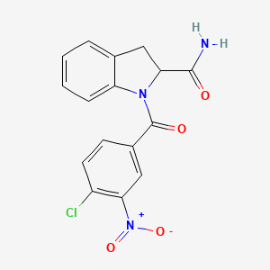 molecular formula C16H12ClN3O4 B2853520 1-(4-Chloro-3-nitrobenzoyl)indoline-2-carboxamide CAS No. 1105639-07-3