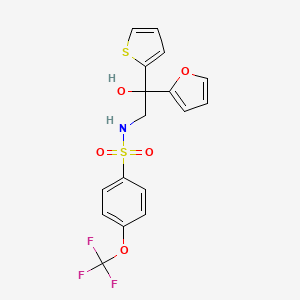 molecular formula C17H14F3NO5S2 B2853522 N-(2-(furan-2-yl)-2-hydroxy-2-(thiophen-2-yl)ethyl)-4-(trifluoromethoxy)benzenesulfonamide CAS No. 2034334-54-6