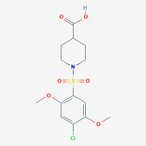 molecular formula C14H18ClNO6S B2853523 1-[(4-Chloro-2,5-dimethoxyphenyl)sulfonyl]-4-piperidinecarboxylic acid CAS No. 941009-69-4