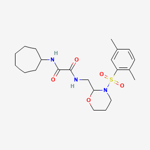 molecular formula C22H33N3O5S B2853528 N1-cycloheptyl-N2-((3-((2,5-dimethylphenyl)sulfonyl)-1,3-oxazinan-2-yl)methyl)oxalamide CAS No. 872724-48-6