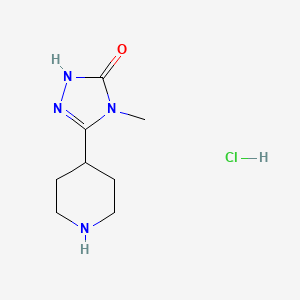 molecular formula C8H15ClN4O B2853532 4-Methyl-3-piperidin-4-yl-1H-1,2,4-triazol-5-one;hydrochloride CAS No. 2287344-30-1