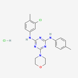 molecular formula C21H24Cl2N6O B2853534 N2-(3-chloro-4-methylphenyl)-6-morpholino-N4-(p-tolyl)-1,3,5-triazine-2,4-diamine hydrochloride CAS No. 1179440-64-2