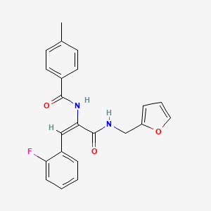molecular formula C22H19FN2O3 B2853537 (E)-N-(1-(2-fluorophenyl)-3-((furan-2-ylmethyl)amino)-3-oxoprop-1-en-2-yl)-4-methylbenzamide CAS No. 302822-79-3