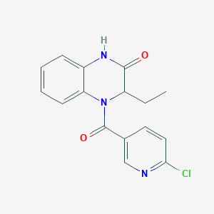 molecular formula C16H14ClN3O2 B2853552 4-[(6-chloro-3-pyridinyl)carbonyl]-3-ethyl-3,4-dihydro-2(1H)-quinoxalinone CAS No. 1008861-47-9