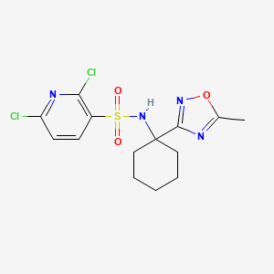 molecular formula C14H16Cl2N4O3S B2853563 2,6-dichloro-N-[1-(5-methyl-1,2,4-oxadiazol-3-yl)cyclohexyl]pyridine-3-sulfonamide CAS No. 1259192-52-3