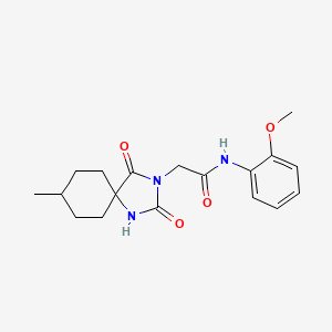 molecular formula C18H23N3O4 B2853600 N-(2-methoxyphenyl)-2-(8-methyl-2,4-dioxo-1,3-diazaspiro[4.5]dec-3-yl)acetamide CAS No. 732999-94-9