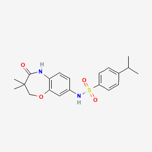 molecular formula C20H24N2O4S B2853601 N-(3,3-dimethyl-4-oxo-2,3,4,5-tetrahydrobenzo[b][1,4]oxazepin-8-yl)-4-isopropylbenzenesulfonamide CAS No. 921907-36-0