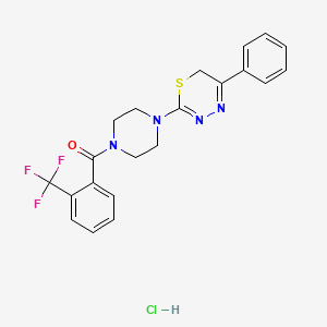 molecular formula C21H20ClF3N4OS B2853612 (4-(5-phenyl-6H-1,3,4-thiadiazin-2-yl)piperazin-1-yl)(2-(trifluoromethyl)phenyl)methanone hydrochloride CAS No. 1351615-83-2