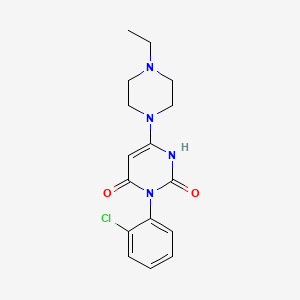 molecular formula C16H19ClN4O2 B2853616 3-(2-chlorophenyl)-6-(4-ethylpiperazin-1-yl)pyrimidine-2,4(1H,3H)-dione CAS No. 847398-23-6