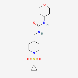 molecular formula C15H27N3O4S B2853626 1-((1-(cyclopropylsulfonyl)piperidin-4-yl)methyl)-3-(tetrahydro-2H-pyran-4-yl)urea CAS No. 2034537-18-1