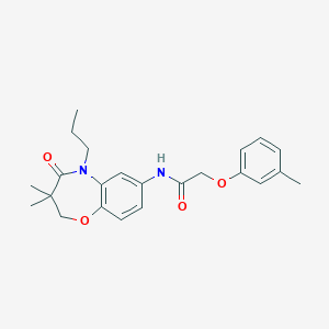 molecular formula C23H28N2O4 B2853650 N-(3,3-dimethyl-4-oxo-5-propyl-2,3,4,5-tetrahydro-1,5-benzoxazepin-7-yl)-2-(3-methylphenoxy)acetamide CAS No. 921522-15-8
