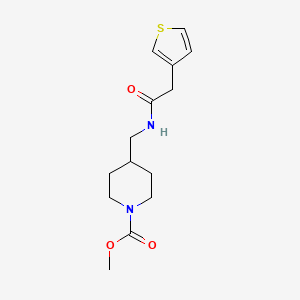 molecular formula C14H20N2O3S B2853677 Methyl 4-((2-(thiophen-3-yl)acetamido)methyl)piperidine-1-carboxylate CAS No. 1797613-76-3