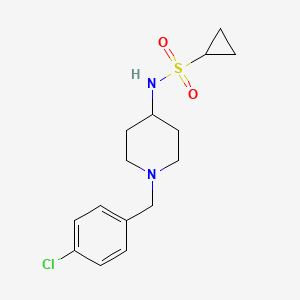 molecular formula C15H21ClN2O2S B2853685 N-{1-[(4-chlorophenyl)methyl]piperidin-4-yl}cyclopropanesulfonamide CAS No. 2415464-93-4