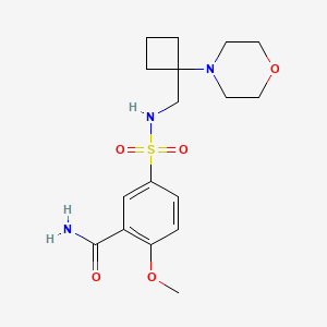 B2853686 2-Methoxy-5-[(1-morpholin-4-ylcyclobutyl)methylsulfamoyl]benzamide CAS No. 2380144-40-9