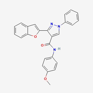molecular formula C25H19N3O3 B2853687 3-(1-benzofuran-2-yl)-N-(4-methoxyphenyl)-1-phenyl-1H-pyrazole-4-carboxamide CAS No. 955976-19-9