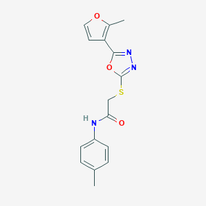 molecular formula C16H15N3O3S B285369 2-{[5-(2-methylfuran-3-yl)-1,3,4-oxadiazol-2-yl]sulfanyl}-N-(4-methylphenyl)acetamide 