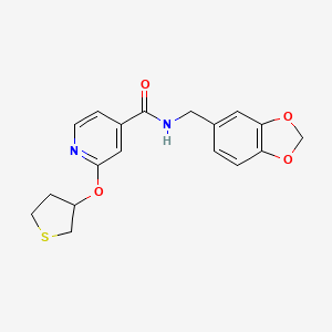 molecular formula C18H18N2O4S B2853691 N-(benzo[d][1,3]dioxol-5-ylmethyl)-2-((tetrahydrothiophen-3-yl)oxy)isonicotinamide CAS No. 2034360-80-8