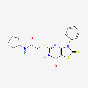 N-cyclopentyl-2-((7-oxo-3-phenyl-2-thioxo-2,3,6,7-tetrahydrothiazolo[4,5-d]pyrimidin-5-yl)thio)acetamide