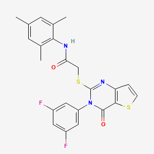 2-{[3-(3,5-difluorophenyl)-4-oxo-3,4-dihydrothieno[3,2-d]pyrimidin-2-yl]sulfanyl}-N-(2,4,6-trimethylphenyl)acetamide