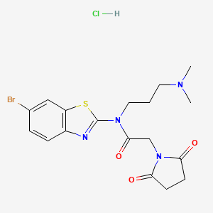 molecular formula C18H22BrClN4O3S B2853701 N-(6-BROMO-1,3-BENZOTHIAZOL-2-YL)-N-[3-(DIMETHYLAMINO)PROPYL]-2-(2,5-DIOXOPYRROLIDIN-1-YL)ACETAMIDE HYDROCHLORIDE CAS No. 1217174-40-7