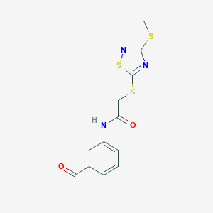 molecular formula C13H13N3O2S3 B285371 N-(3-acetylphenyl)-2-{[3-(methylsulfanyl)-1,2,4-thiadiazol-5-yl]sulfanyl}acetamide 