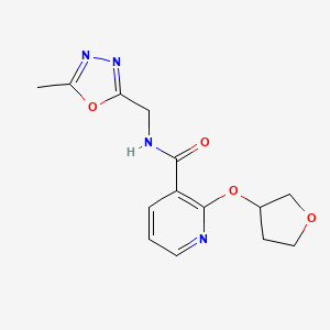 molecular formula C14H16N4O4 B2853723 N-[(5-methyl-1,3,4-oxadiazol-2-yl)methyl]-2-(oxolan-3-yloxy)pyridine-3-carboxamide CAS No. 2034359-66-3