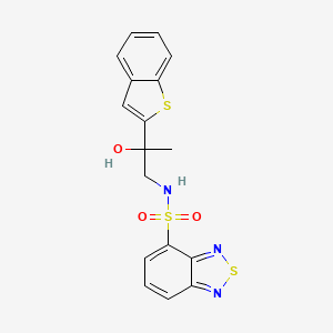 molecular formula C17H15N3O3S3 B2853741 N-[2-(1-benzothiophen-2-yl)-2-hydroxypropyl]-2,1,3-benzothiadiazole-4-sulfonamide CAS No. 2034263-90-4