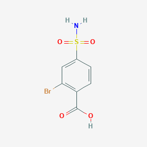 molecular formula C7H6BrNO4S B2853743 2-Bromo-4-sulfamoylbenzoic acid CAS No. 159733-67-2
