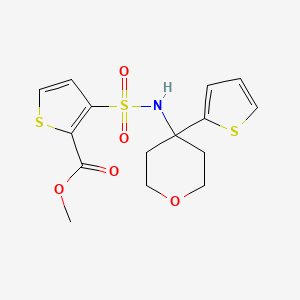 molecular formula C15H17NO5S3 B2853756 methyl 3-{[4-(thiophen-2-yl)oxan-4-yl]sulfamoyl}thiophene-2-carboxylate CAS No. 2034508-40-0
