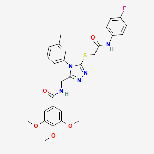 molecular formula C28H28FN5O5S B2853808 N-{[5-({[(4-fluorophenyl)carbamoyl]methyl}sulfanyl)-4-(3-methylphenyl)-4H-1,2,4-triazol-3-yl]methyl}-3,4,5-trimethoxybenzamide CAS No. 393873-26-2
