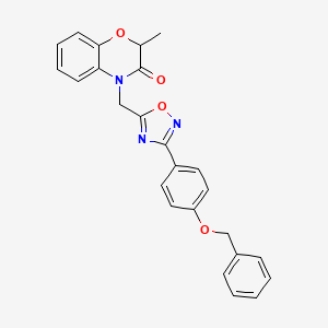 molecular formula C25H21N3O4 B2853813 4-({3-[4-(benzyloxy)phenyl]-1,2,4-oxadiazol-5-yl}methyl)-2-methyl-3,4-dihydro-2H-1,4-benzoxazin-3-one CAS No. 1105209-36-6