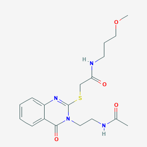 2-((3-(2-acetamidoethyl)-4-oxo-3,4-dihydroquinazolin-2-yl)thio)-N-(3-methoxypropyl)acetamide