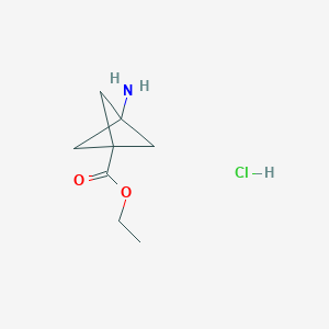 molecular formula C8H14ClNO2 B2853867 Ethyl 3-aminobicyclo[1.1.1]pentane-1-carboxylate hydrochloride CAS No. 1980049-72-6