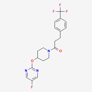 molecular formula C19H19F4N3O2 B2853905 1-[4-(5-Fluoropyrimidin-2-yl)oxypiperidin-1-yl]-3-[4-(trifluoromethyl)phenyl]propan-1-one CAS No. 2380174-60-5