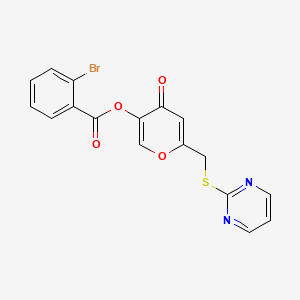4-oxo-6-((pyrimidin-2-ylthio)methyl)-4H-pyran-3-yl 2-bromobenzoate