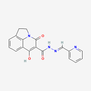 molecular formula C18H14N4O3 B2853941 (E)-6-hydroxy-4-oxo-N'-(pyridin-2-ylmethylene)-2,4-dihydro-1H-pyrrolo[3,2,1-ij]quinoline-5-carbohydrazide CAS No. 384350-42-9