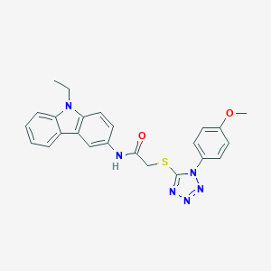 molecular formula C24H22N6O2S B285396 N-(9-ethyl-9H-carbazol-3-yl)-2-{[1-(4-methoxyphenyl)-1H-tetraazol-5-yl]sulfanyl}acetamide 