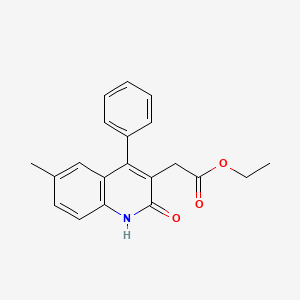 molecular formula C20H19NO3 B2853963 Ethyl 2-(6-methyl-2-oxo-4-phenyl-1,2-dihydroquinolin-3-yl)acetate CAS No. 65418-22-6