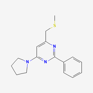 molecular formula C16H19N3S B2853969 Methyl [2-phenyl-6-(1-pyrrolidinyl)-4-pyrimidinyl]methyl sulfide CAS No. 338967-52-5