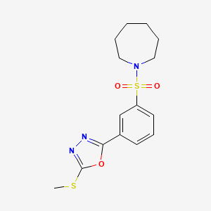 molecular formula C15H19N3O3S2 B2853979 1-({3-[5-(Methylsulfanyl)-1,3,4-oxadiazol-2-yl]phenyl}sulfonyl)azepane CAS No. 912906-69-5