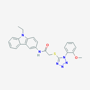 molecular formula C24H22N6O2S B285398 N-(9-ethyl-9H-carbazol-3-yl)-2-{[1-(2-methoxyphenyl)-1H-tetraazol-5-yl]sulfanyl}acetamide 
