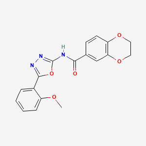 molecular formula C18H15N3O5 B2854026 N-[5-(2-methoxyphenyl)-1,3,4-oxadiazol-2-yl]-2,3-dihydro-1,4-benzodioxine-6-carboxamide CAS No. 865286-02-8