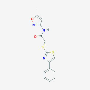 molecular formula C15H13N3O2S2 B285403 N-(5-methyl-3-isoxazolyl)-2-[(4-phenyl-1,3-thiazol-2-yl)sulfanyl]acetamide 