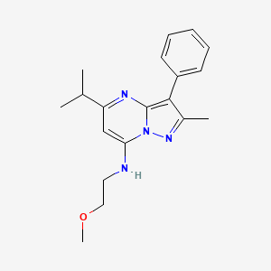 molecular formula C19H24N4O B2854047 N-(2-methoxyethyl)-2-methyl-3-phenyl-5-(propan-2-yl)pyrazolo[1,5-a]pyrimidin-7-amine CAS No. 900263-81-2