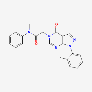molecular formula C21H19N5O2 B2854063 N-methyl-2-[1-(2-methylphenyl)-4-oxo-1H,4H,5H-pyrazolo[3,4-d]pyrimidin-5-yl]-N-phenylacetamide CAS No. 895013-98-6