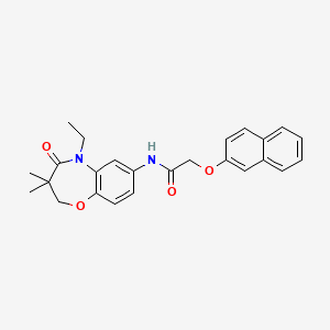 molecular formula C25H26N2O4 B2854076 N-(5-ethyl-3,3-dimethyl-4-oxo-2,3,4,5-tetrahydro-1,5-benzoxazepin-7-yl)-2-(naphthalen-2-yloxy)acetamide CAS No. 921812-45-5