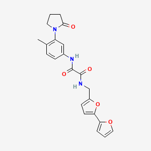molecular formula C22H21N3O5 B2854082 N-({[2,2'-bifuran]-5-yl}methyl)-N'-[4-methyl-3-(2-oxopyrrolidin-1-yl)phenyl]ethanediamide CAS No. 2034594-59-5