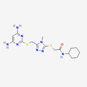 N-cyclohexyl-2-((5-(((4,6-diaminopyrimidin-2-yl)thio)methyl)-4-methyl-4H-1,2,4-triazol-3-yl)thio)acetamide