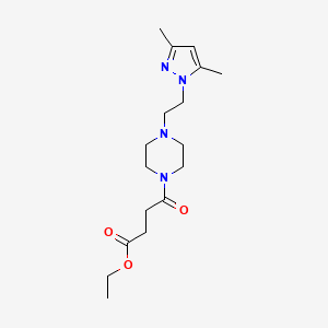 ethyl 4-(4-(2-(3,5-dimethyl-1H-pyrazol-1-yl)ethyl)piperazin-1-yl)-4-oxobutanoate