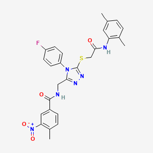 N-((5-((2-((2,5-dimethylphenyl)amino)-2-oxoethyl)thio)-4-(4-fluorophenyl)-4H-1,2,4-triazol-3-yl)methyl)-4-methyl-3-nitrobenzamide